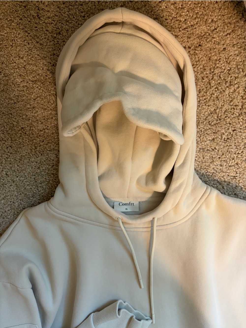Comfrt Men’s Cream Pullover Hoodie - Soft Fleece Sweatshirt